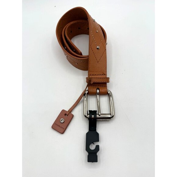NWT Michael Kors Women's Brown Leather Studded Belt Size Medium - Picture 1 of 6